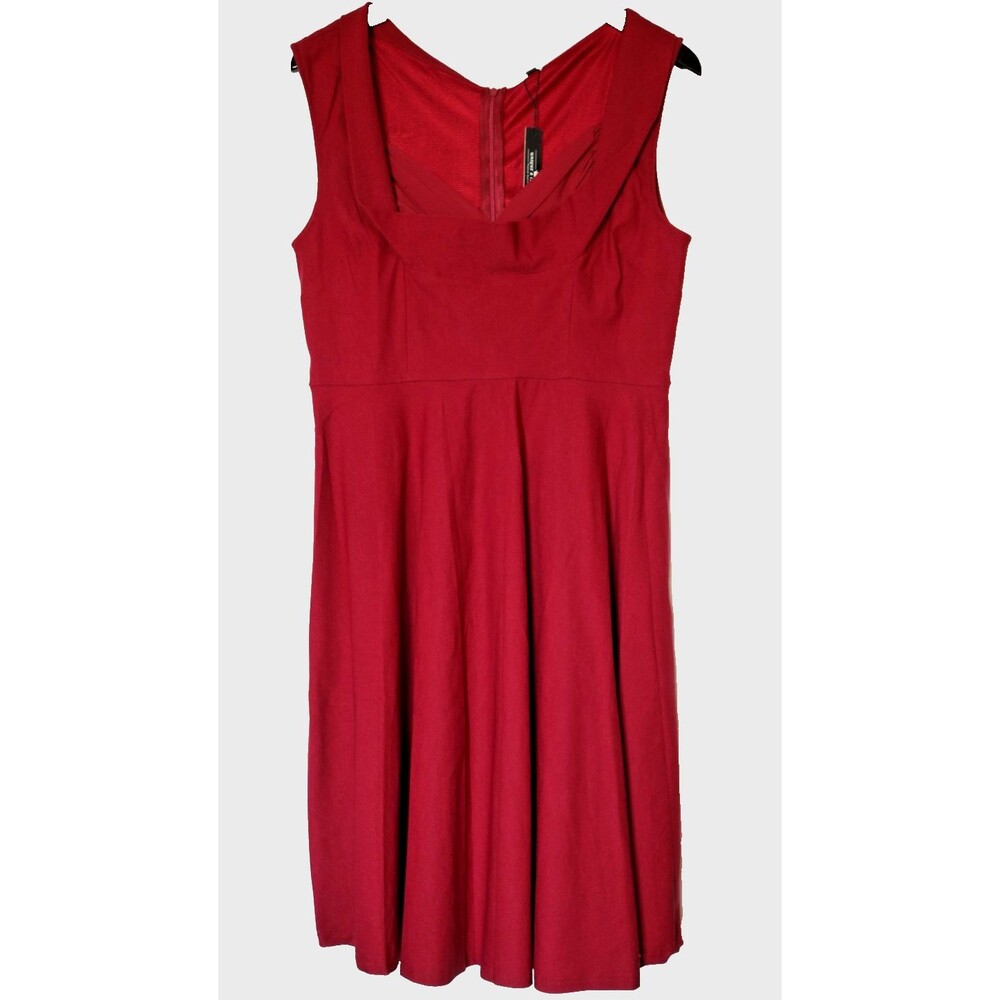 NWT‎ Red Fit and Flare Sweetheart Neckline Retro Swing Dress Sz XL